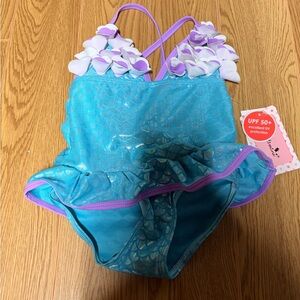 Blue and Purple Ruffled Mermaid Swimsuit Size 4